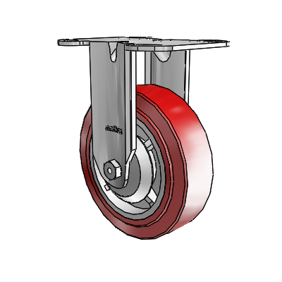 3 Series Casters Top Plate Rigid Zinc with 5 x 1.5 Maroon on Grey Polyurethane HI-TECH Wheel